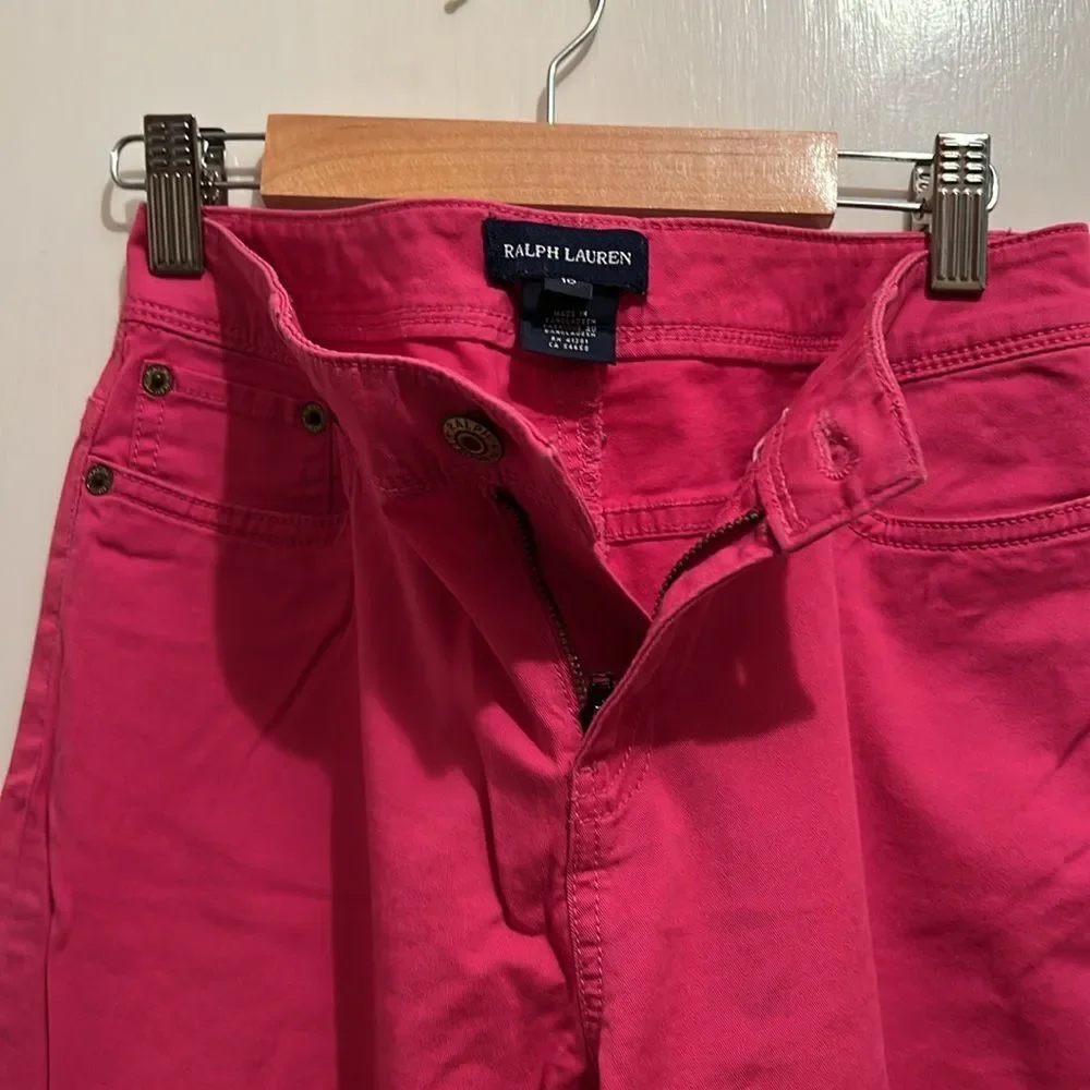 New w/o Tags- Girls 16 Ralph Lauren hot pink 98% cotton chinos perfect!